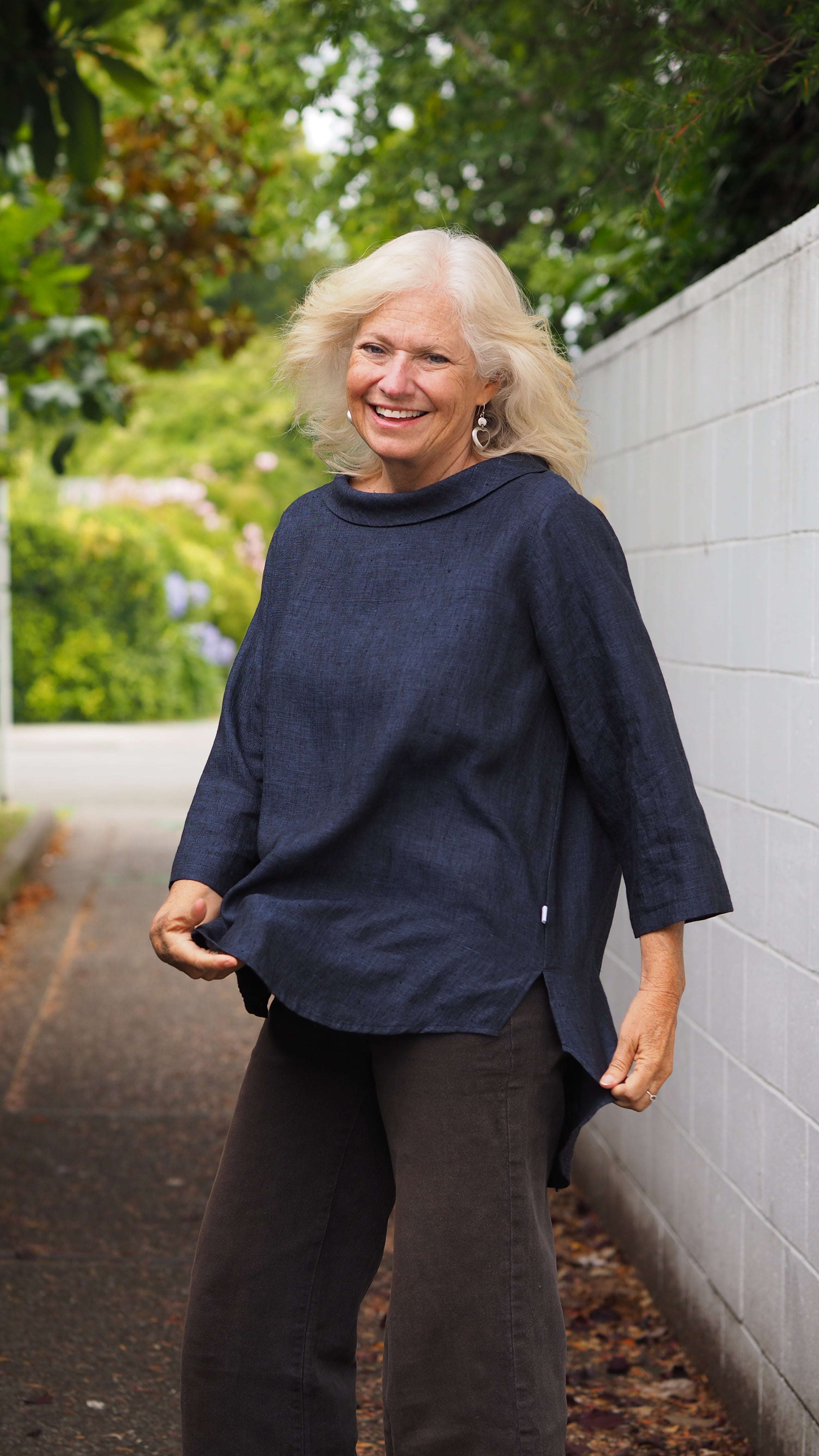 Cowl Neck Sintra Blouse Rogue Linen Designer Clothing