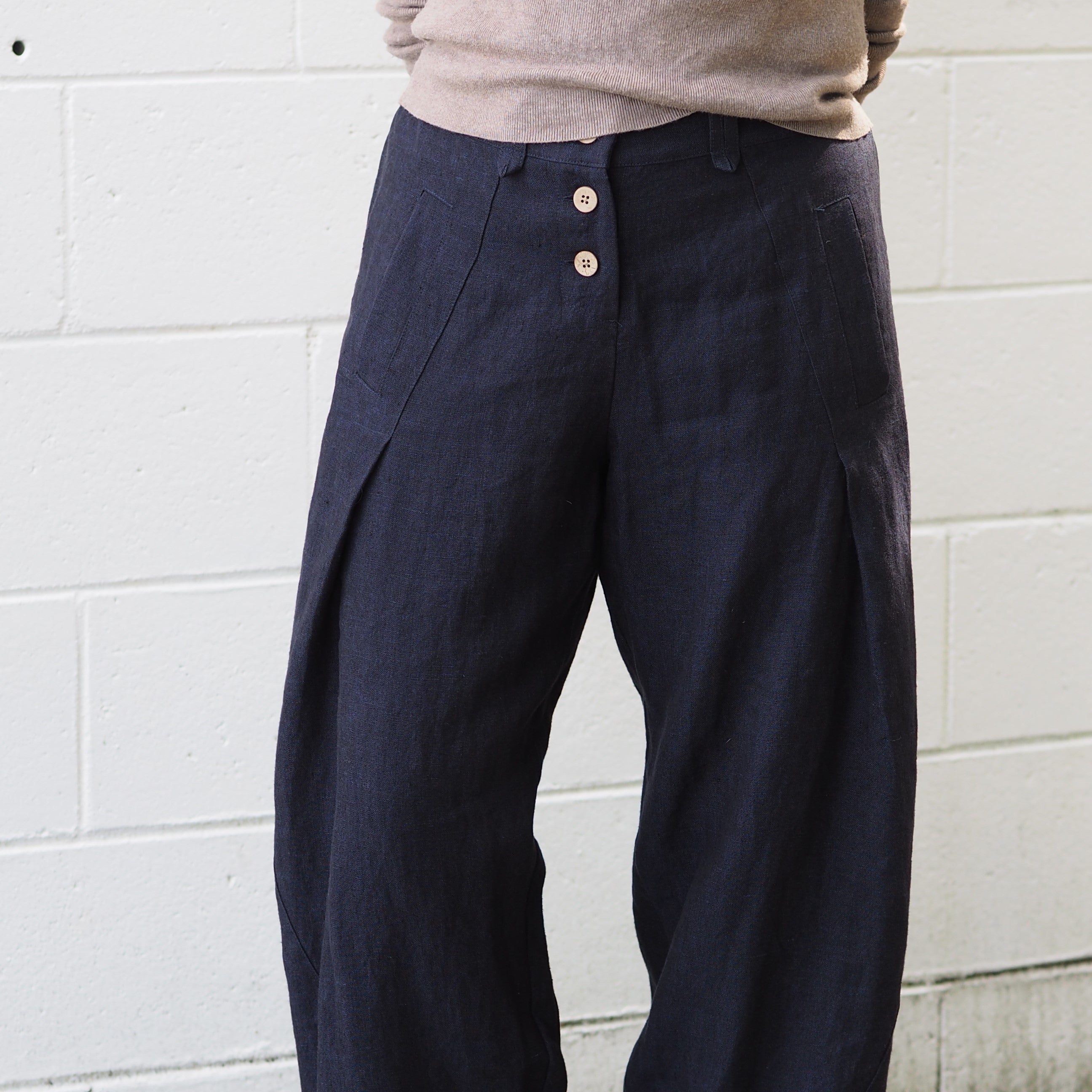 Rogue Linen indigo natural linen pants